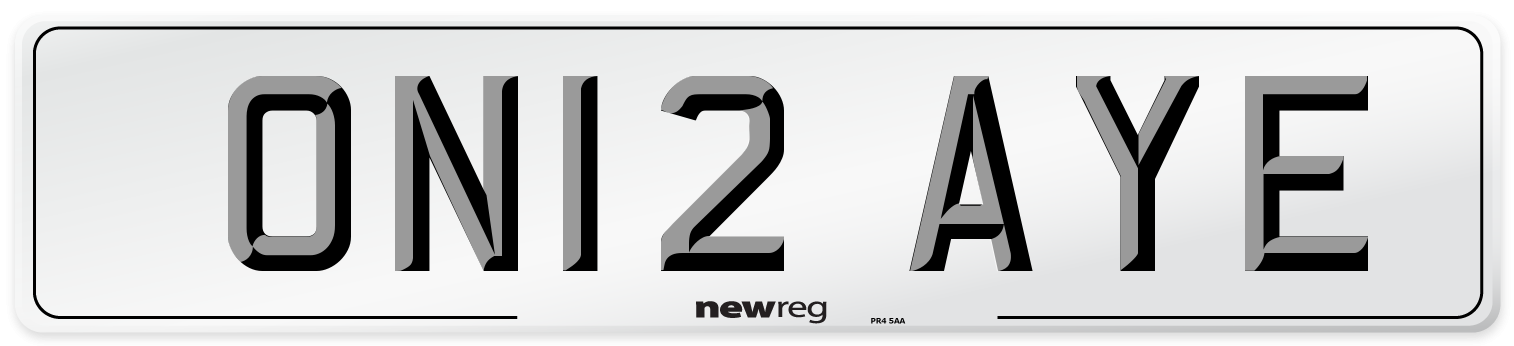 ON12 AYE Number Plate from New Reg